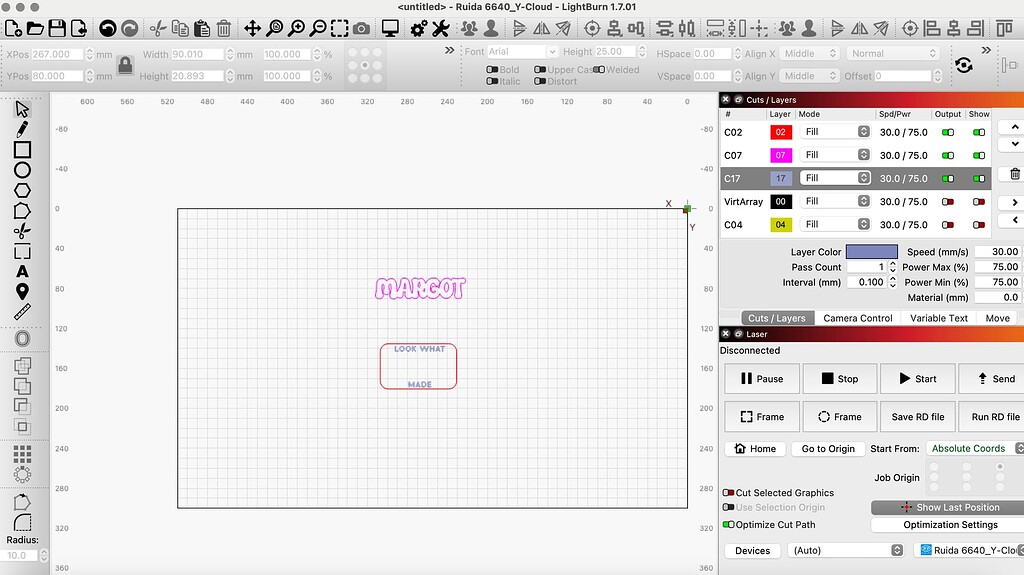 Lightburn Example Design Half of Design Distorted When Printed - LightBurn Software Questions ...