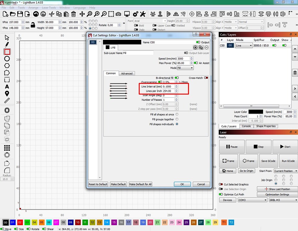 How to set number of passes in fill mode - LightBurn Software Questions ...