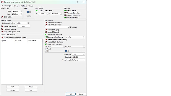 device settings