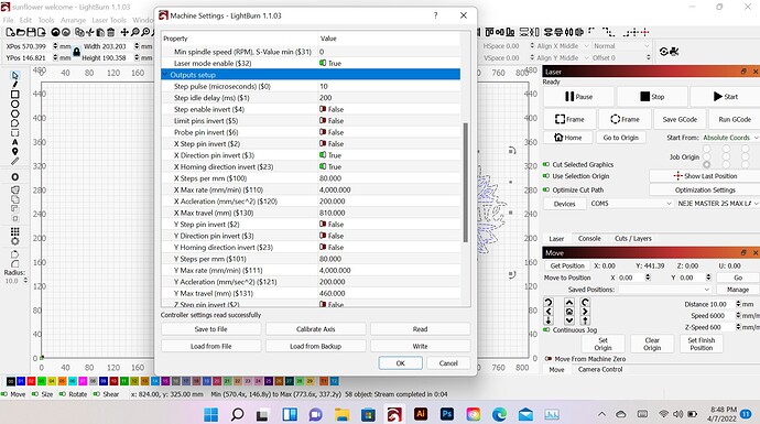 NEJE MASTER 2S MAX - LIGHTBURN SETTINGS - HOMING-DIRECTION-FIX