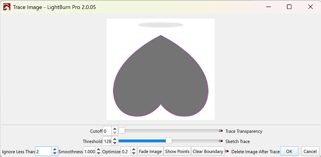 Missing parrt of outline in trace function - LightBurn Software ...