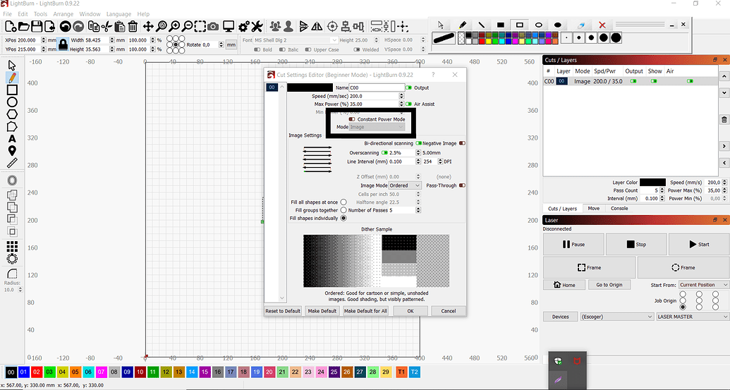Cambio Modo Imagen Ortur Lasers LightBurn Software Forum