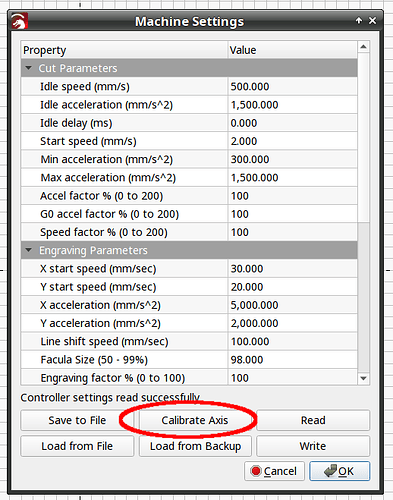 LightBurn axis calibration