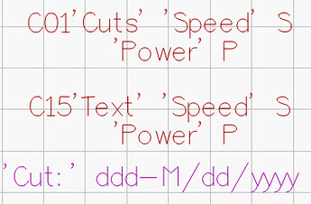 Cut settings example