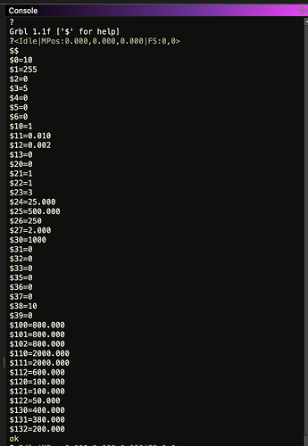 Correct setting in console