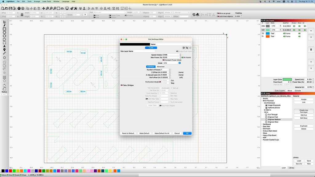 Laser settings changed while working on a project - LightBurn Software ...