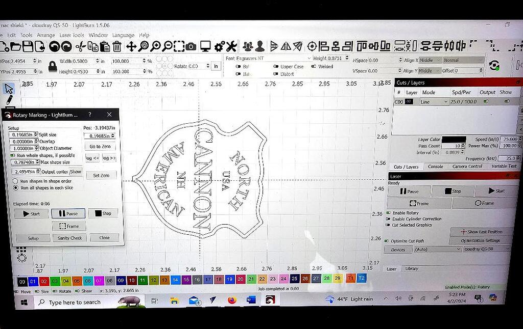 Weird issue with rotary graphic. see photo - LightBurn Software ...