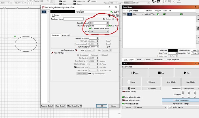 Cut Settings Editor