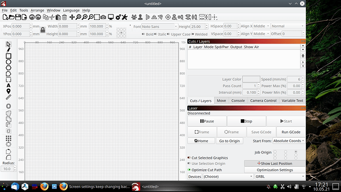 lightburn machine settings