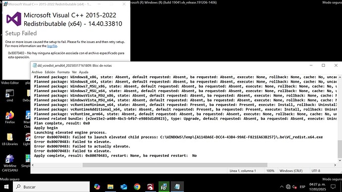 C++ (X64) Setup Failed