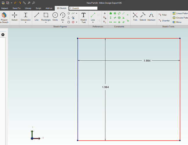 75mm square imported into Alibre