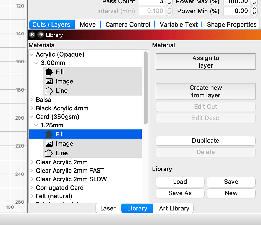 Materials library is readonly LightBurn Software Questions
