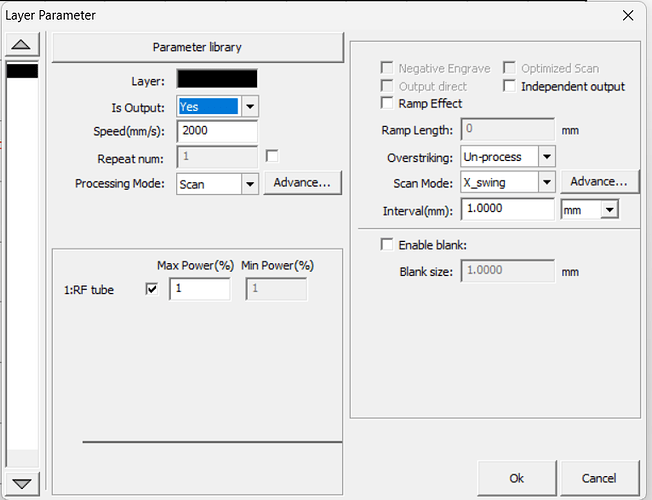 RDWorks - Layer Parameters