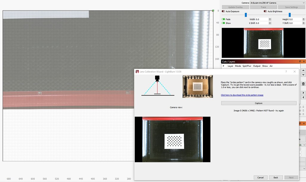 16MP Arducam Pattern NOT Found LightBurn Software Questions