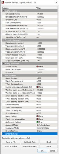 LightBurn - Machine Settings