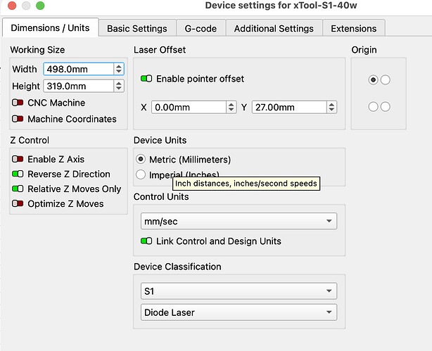 new 40w settings
