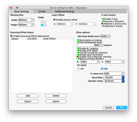 device settings