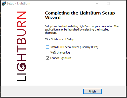 instaling LightBurn 1.4.01
