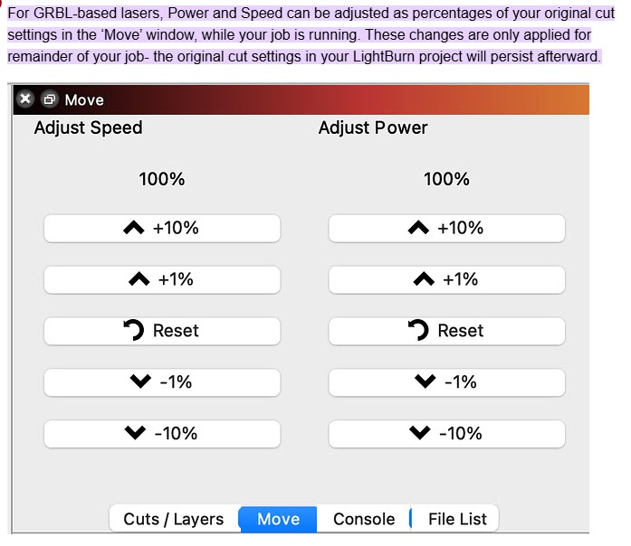 Adjuste speed and power when started engrave.? - LightBurn Software ...