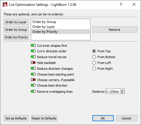 light burn optimmization settings