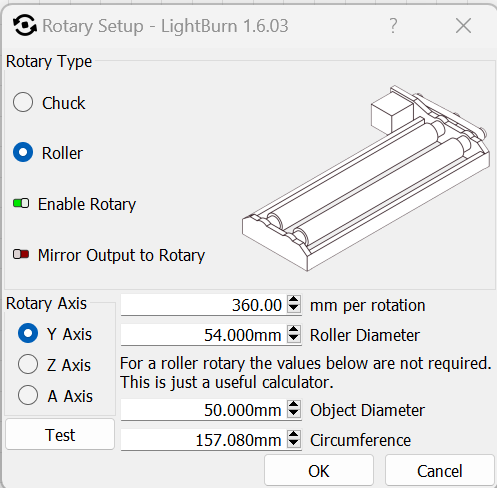 2024-09-20 15_09_49-Rotary Setup - LightBurn 1.6.03