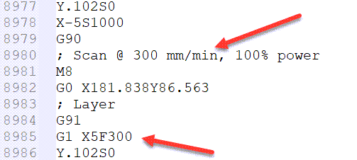 mm per minute verified in gcode