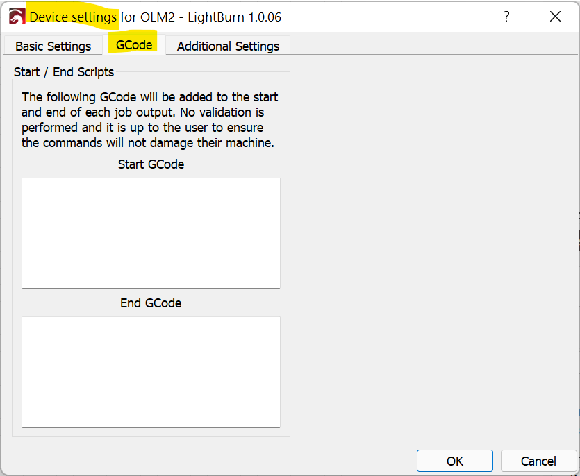 Gcode Start/End issue - LightBurn Software Questions - LightBurn