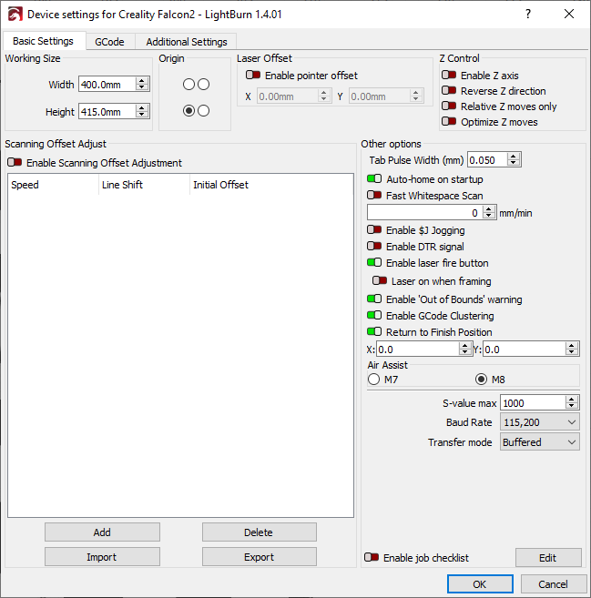 Creality Falcon 10W - Distorted chapes (e.g. uneven circles) - LightBurn  Hardware Compatibility - LightBurn Software Forum