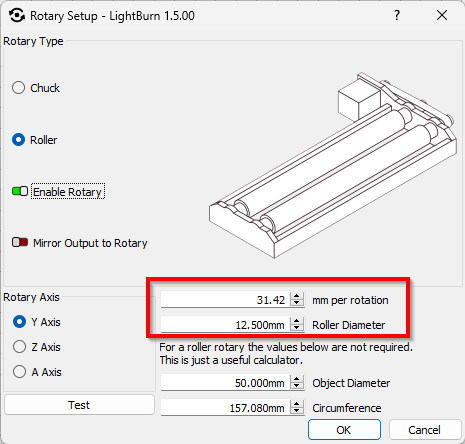 2024-01-21 21_03_48-Rotary Setup - LightBurn 1.5.00
