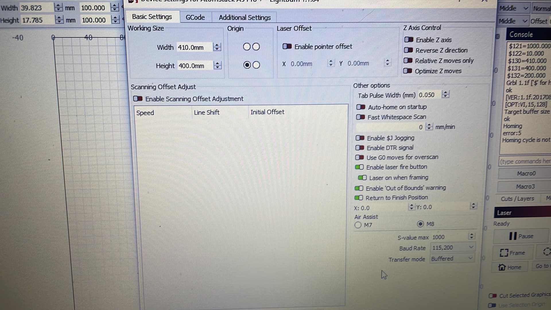 AtomStack A5 not burning - GRBL - LightBurn Software Forum