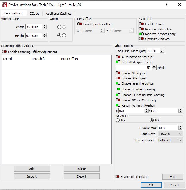 Back Again, BlackBox X32 and JTech Quad Pro 24W laser GRBL LightBurn Software Forum Back Again, BlackBox X32 and JTech Quad Pro 24W laser GRBL LightBurn Software Forum