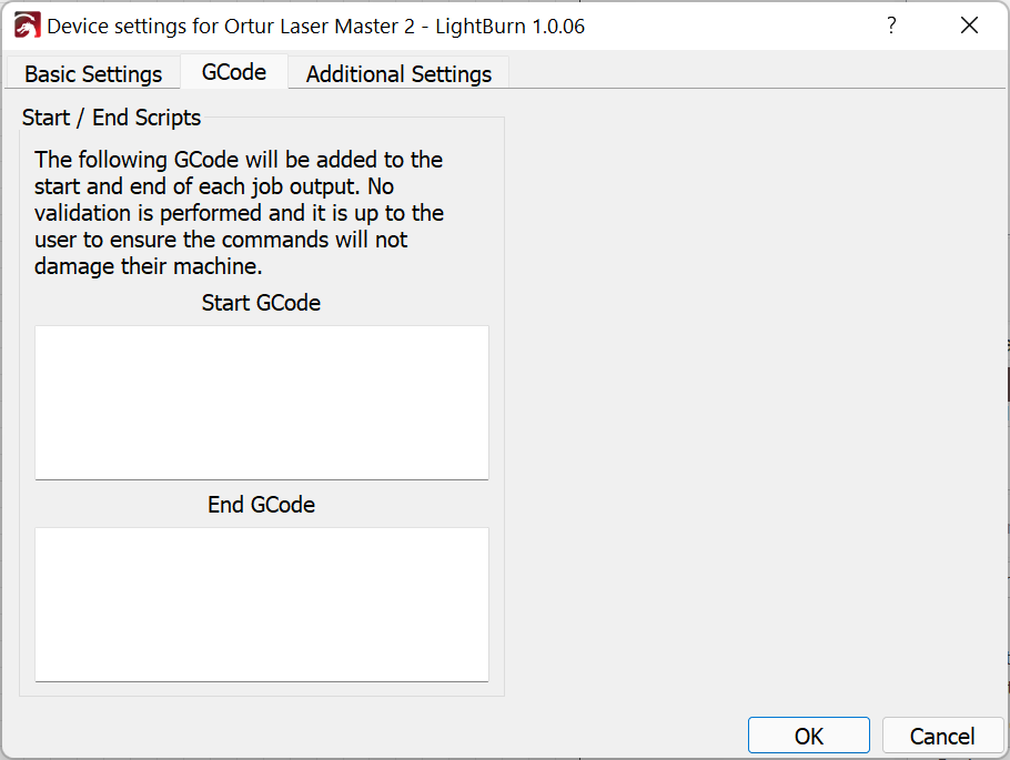 Gcode Start/End issue - LightBurn Software Questions - LightBurn