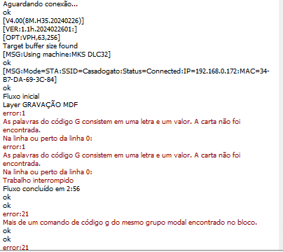 Captura de tela do console