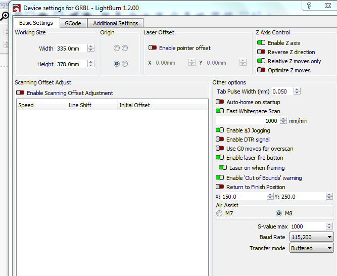 Device settings